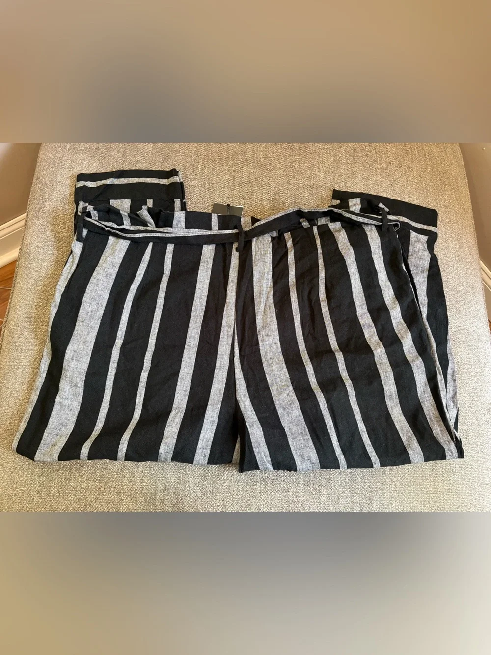NWT Who What Wear Black and Gray Vertical-Stripe Wide-Leg Jumpsuit - Picture 6 of 6